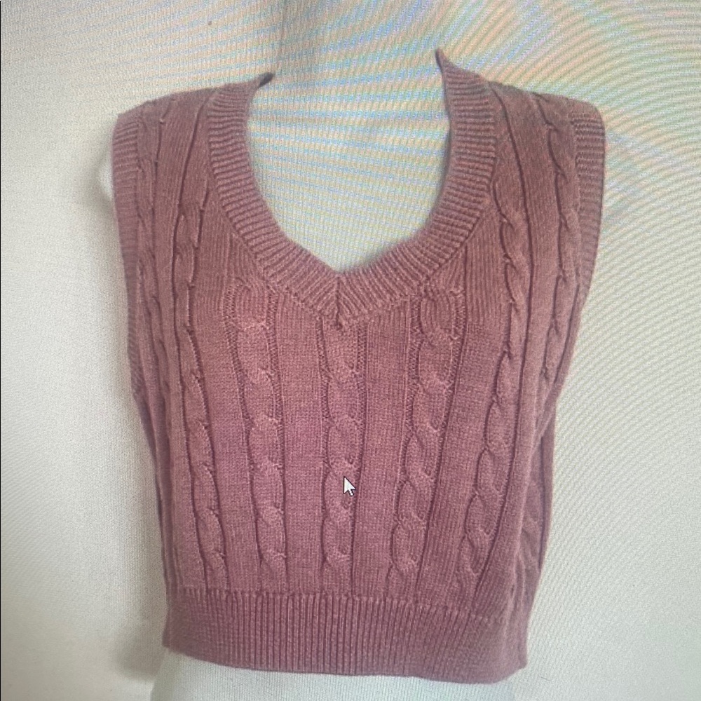 Cable Knit Sleeveless Top - Pink